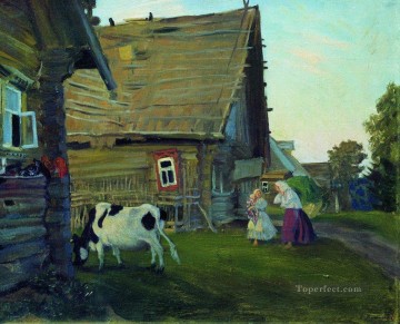  Mikhailovich Pintura al %C3%B3leo - la cabaña provincia de kostromá 1917 Boris Mikhailovich Kustodiev
